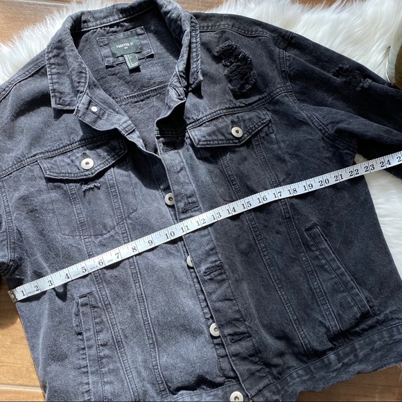 Forever 21 Distressed Black Jean Jacket - Picture 4 of 6